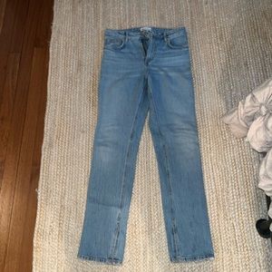 Zara jeans light wash midrise the ankle slit